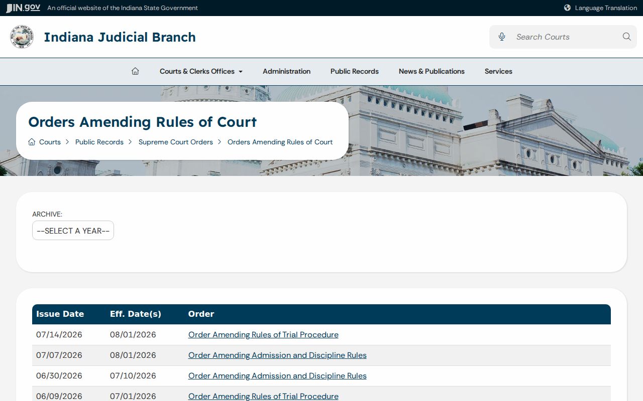 Perry County case search court record rules