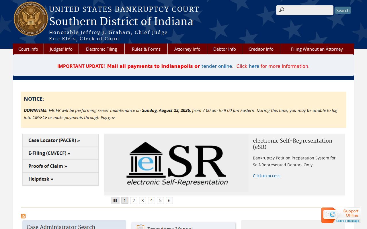 Southern District of Indiana Bankruptcy Court website